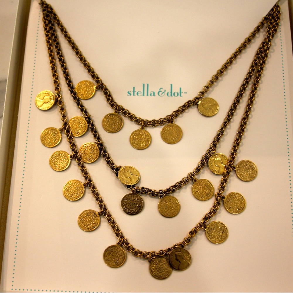 Stella & Dot Rio Triple Strand Coin Necklace - Picture 1 of 1